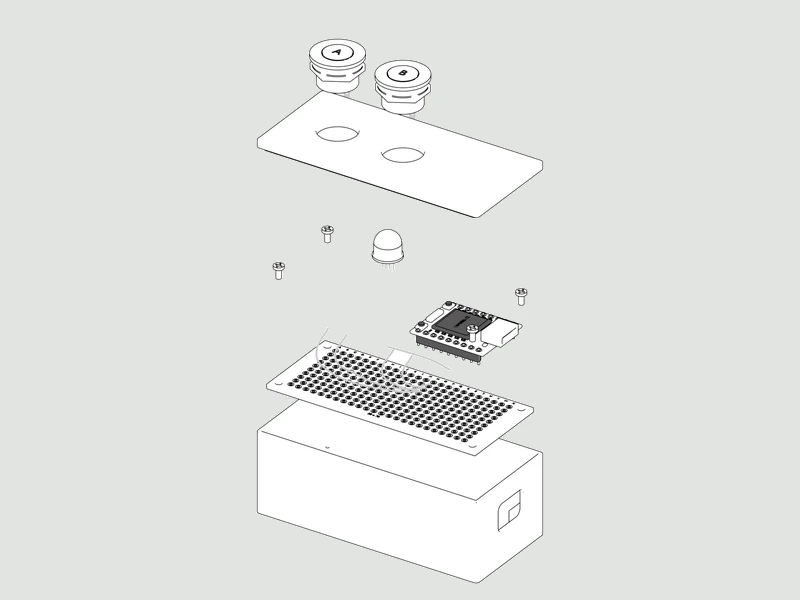 Simple-Feedback-Bit · Explosionsansicht in Line Art